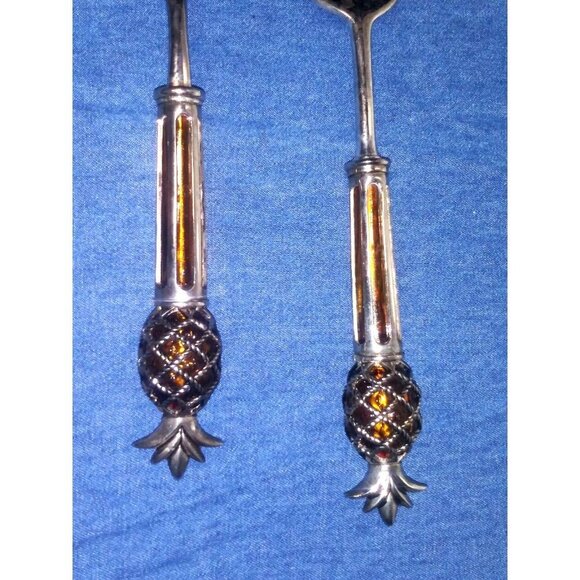 Serving Spoon Set PINEAPPLE design Silver Plated 2 Pc INTERNATIONAL SILVER CO - Picture 2 of 7